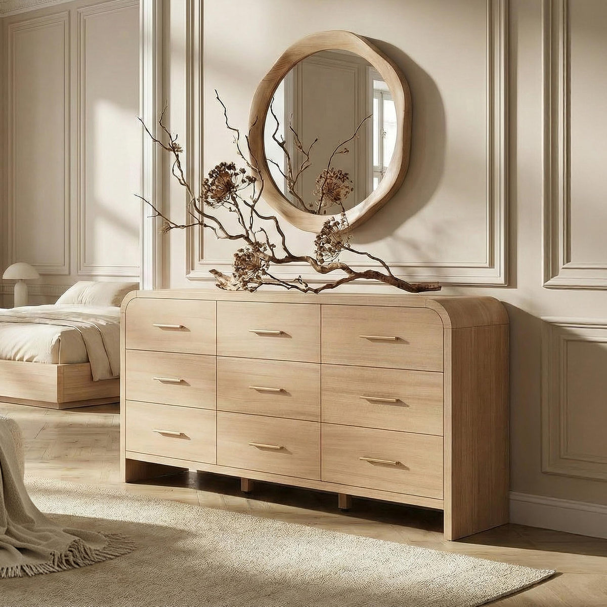 EliteSet 63-Inch Curved Six-Drawer Dresser