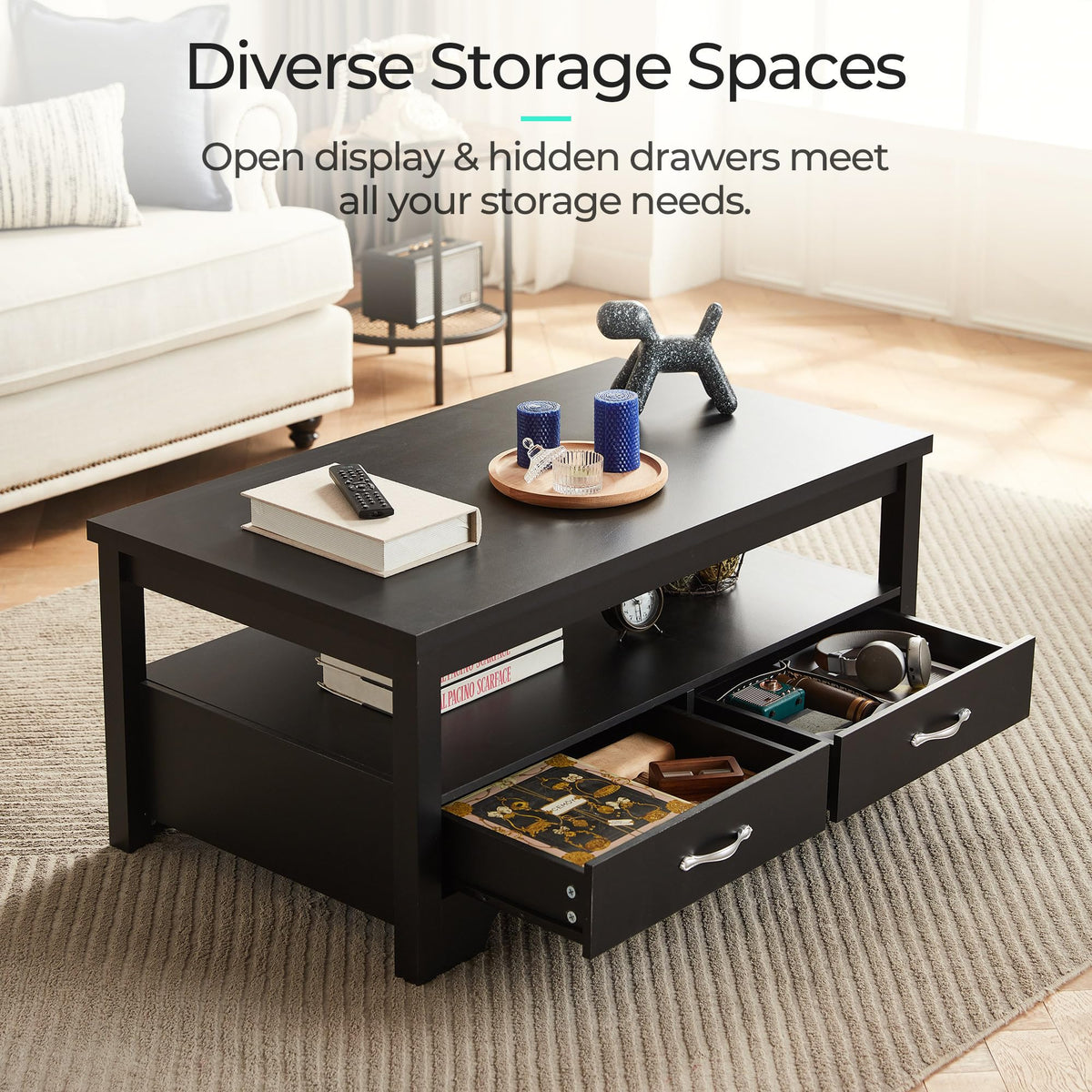 LINSY HOME Farmhouse Storage Coffee Table
