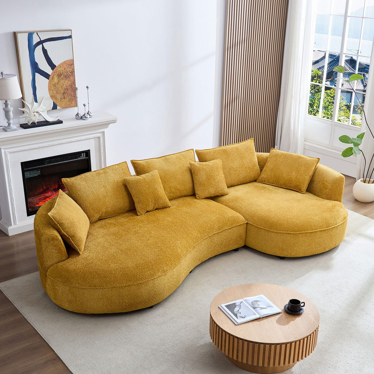 DREAMODERN Curved Four-Seat Sectional Sofa