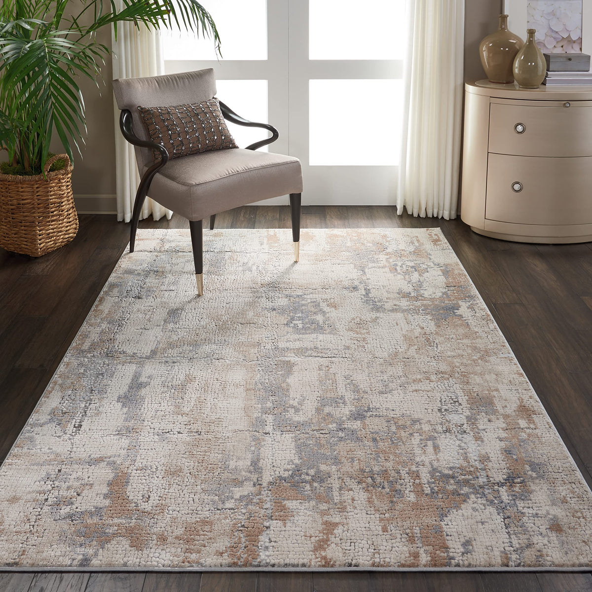 Nourison Rustic Beige and Grey Area Rug