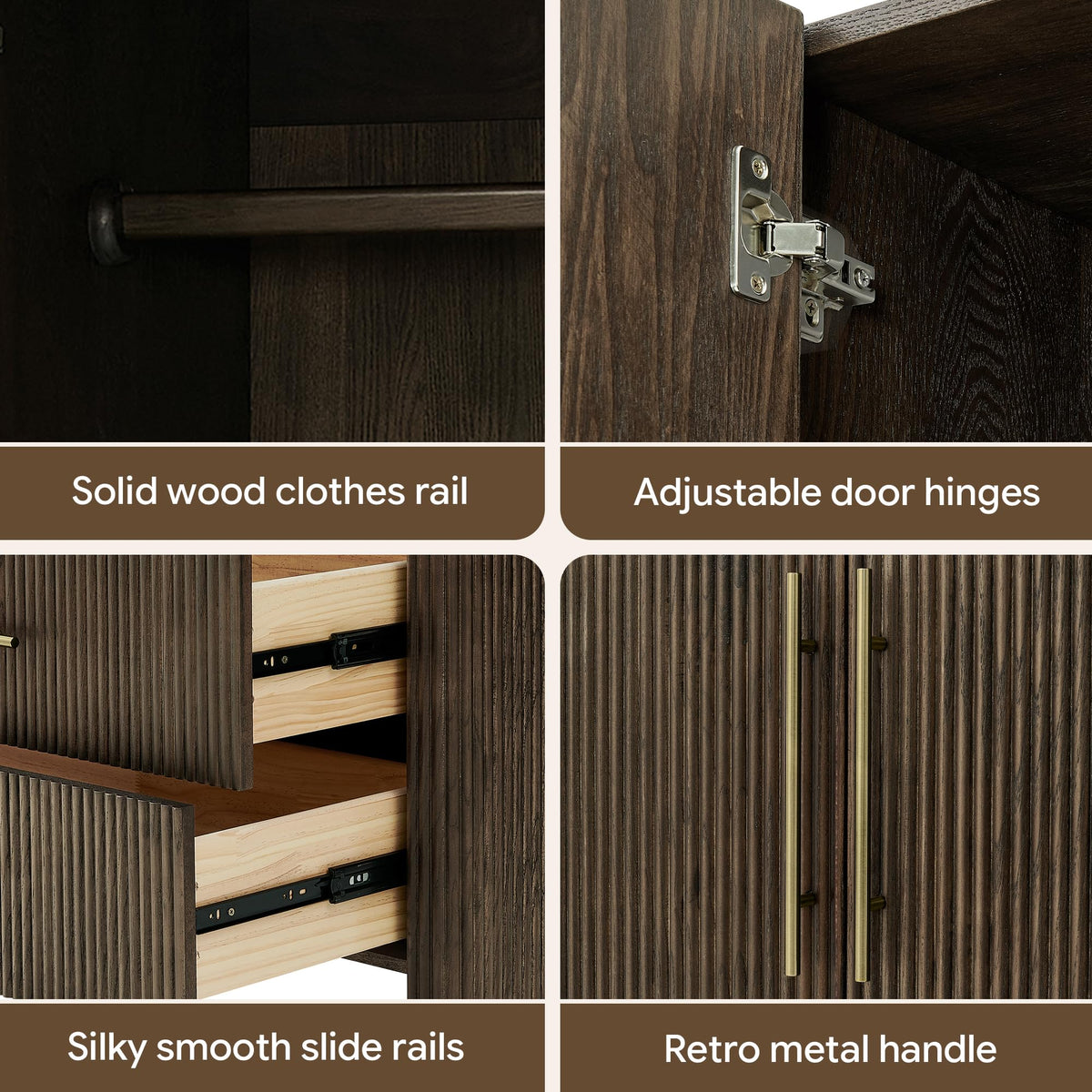 Korsneli Solid Wood Armoire Wardrobe
