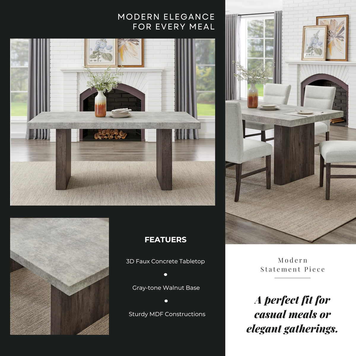 Roundhill Sorlen 72-Inch Dining Table