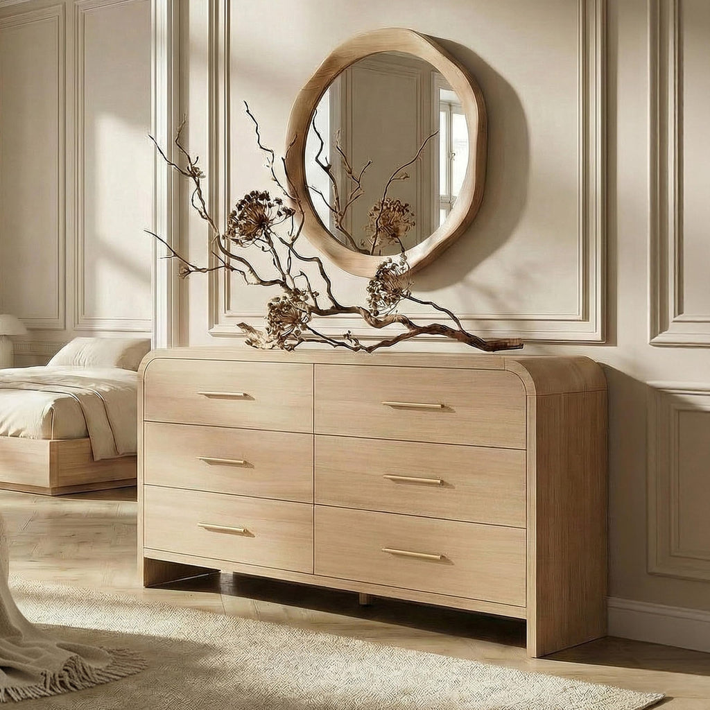 EliteSet 63-Inch Curved Six-Drawer Dresser