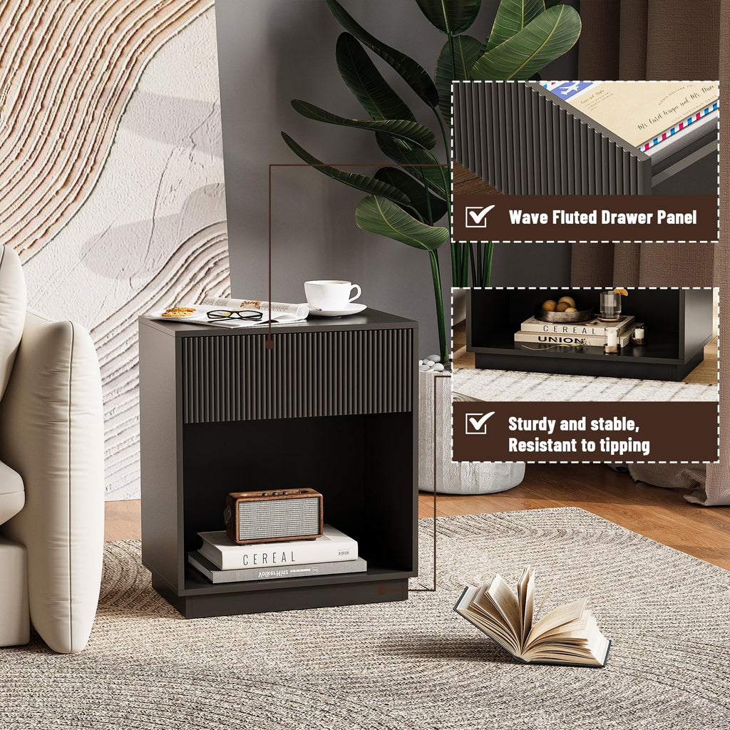Fluted Two-Drawer Nightstand Set