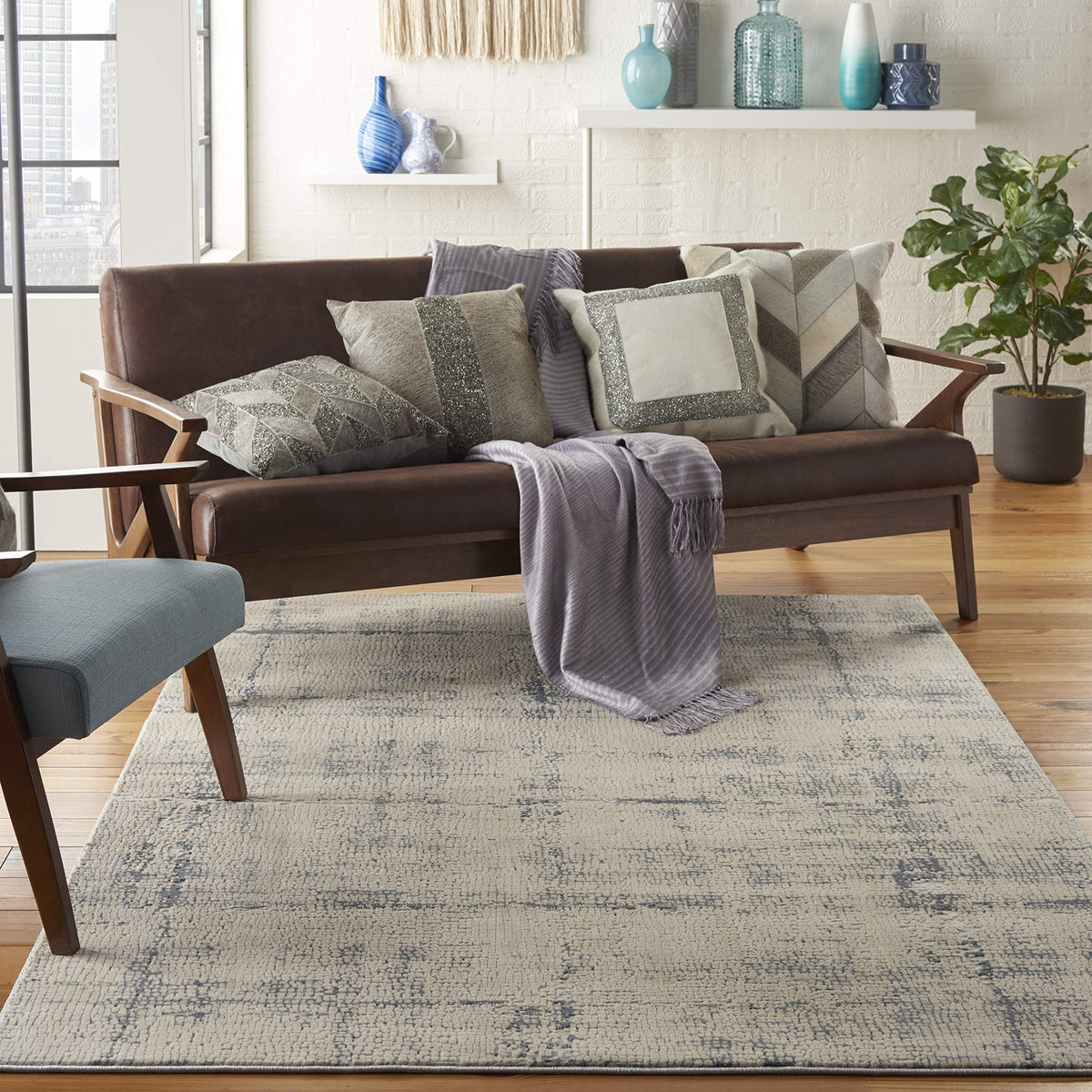 Nourison Rustic Beige and Grey Area Rug