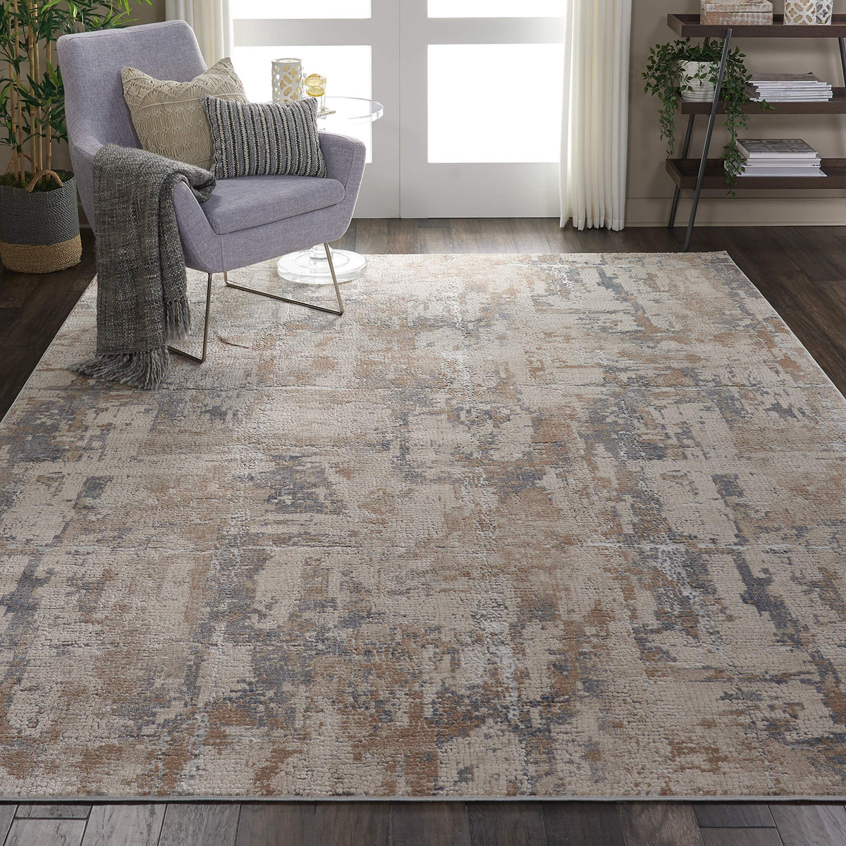 Nourison Rustic Beige and Grey Area Rug